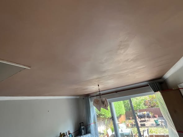 Finished plastered ceiling surface from an L.A. Plastering repair project